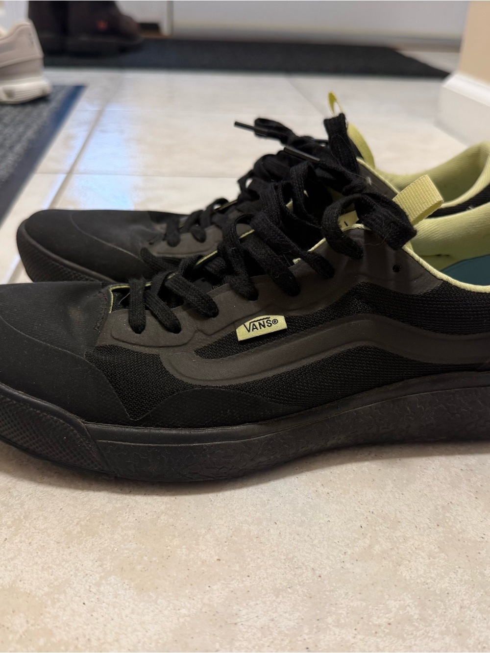 Vans Black Low-Top Sneakers with Lime Green Accents